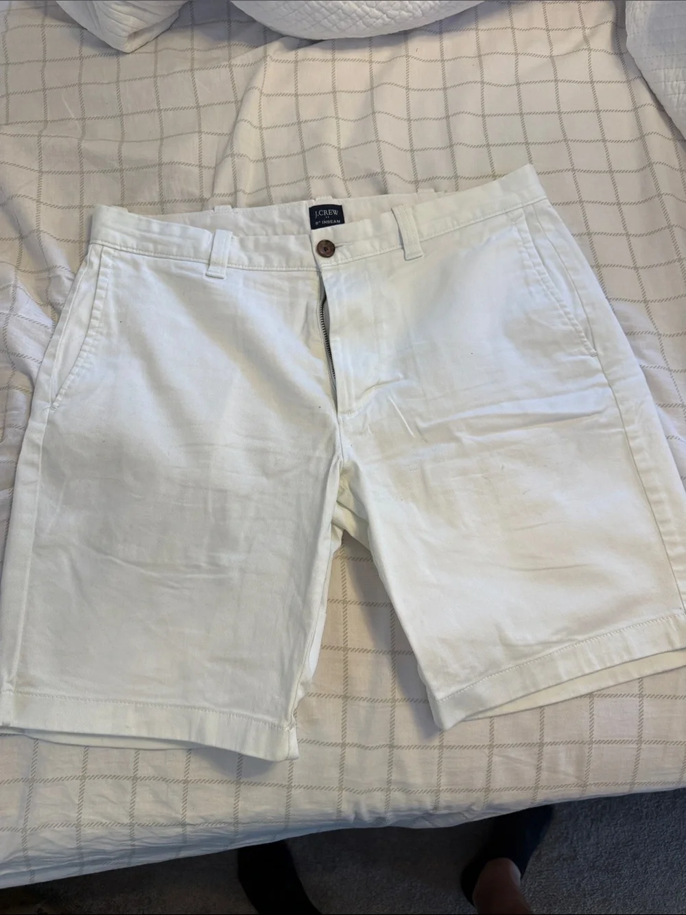 J. Crew Men’s White Flat-Front Cotton Chino Shorts